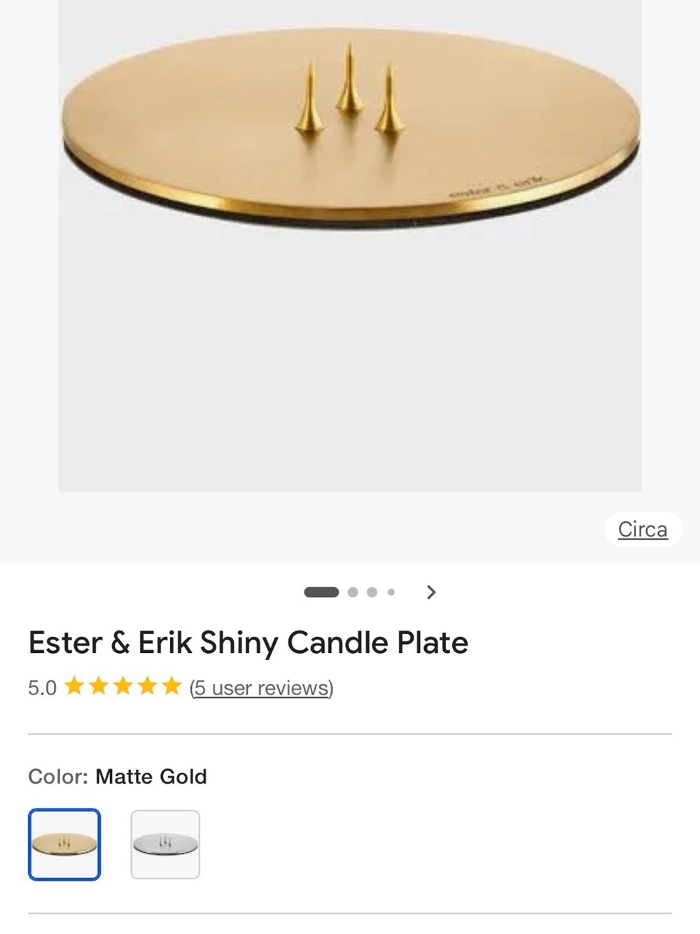 Ester & Erik Matt Gold Candle Plates